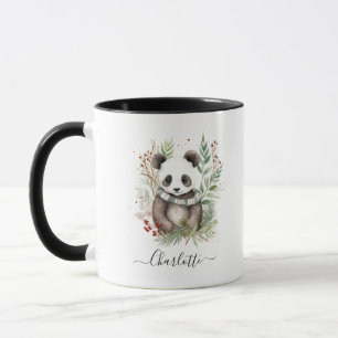 Mug Rustique Panda bébé botaniques de Noël