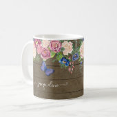 Mug Rustique Pays Aquarelle Florale Marine Bourgogne (Devant gauche)