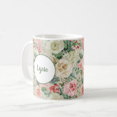 Mug Rustique rose crème Rose Floral moderne (Devant gauche)