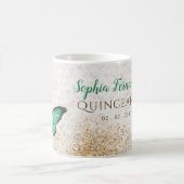 Mug Rustique Vintage Émeraude Vert Or Papillon (Centre)