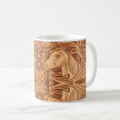 Mug rustique western country cuir cheval équestre (Devant droit)