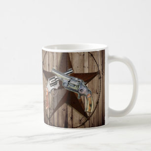 Mug rustique western country texas star cowboy pistole