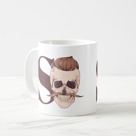 Mug S est pour Skeleton | Hipster Skeleton (Devant gauche)