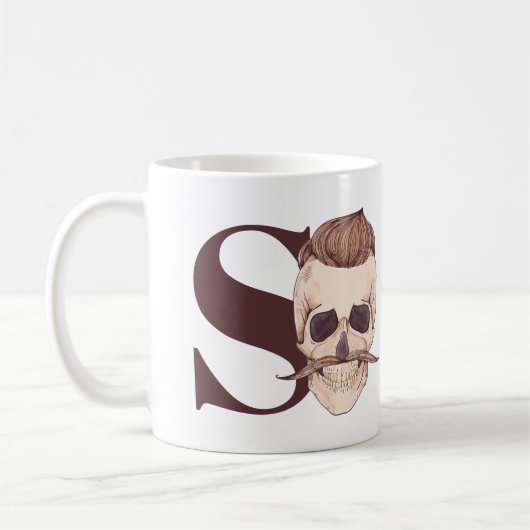 Mug S est pour Skeleton | Hipster Skeleton (Gauche)
