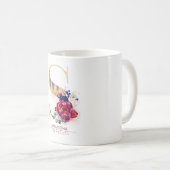Mug S Monogramme Floral Bourgogne Rouge et Navy Blue (Devant droit)