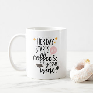 Mug Sa Journée Commence Avec Du Café Et Finit Avec Du