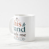 Mug Sa main me guide Citation de verset biblique (Devant gauche)