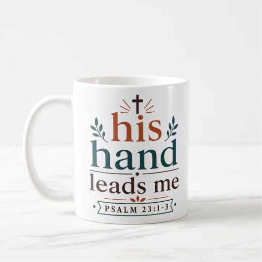 Mug Sa main me guide Citation de verset biblique (Gauche)