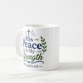 Mug Sa Paix Est Ma Force Foi Chrétienne Classique (Devant gauche)