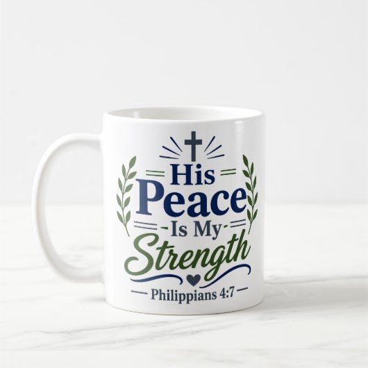 Mug Sa Paix Est Ma Force Foi Chrétienne Classique (Gauche)