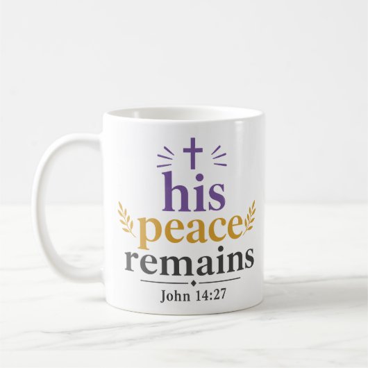 Mug Sa Paix Reste Typographie De L'Écriture Chrétienne (Gauche)
