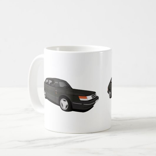 Mug Saab 900 Turbo 16 Aero, deux images noires (Devant gauche)