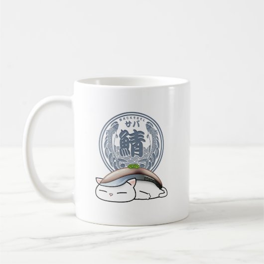 Mug Saba Mackerel Sushi Cat (Gauche)