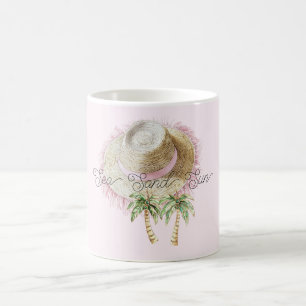 Mug Sable de Mer Soleil Chapeau de Paille Palmiers