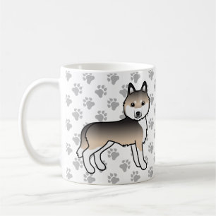 Mug Sable Husky Sibérien Chien de Dessin Animé & Patte