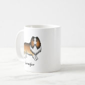 Mug Sable Rough Collie Cute Cartoon Chien & Nom (Devant gauche)