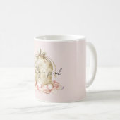 Mug Sac floral à pétales de rose rose poudré (Devant droit)