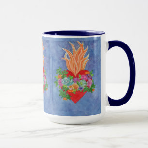 Mug Sacré Coeur de Jésus Aquarelle bleu Cadeau