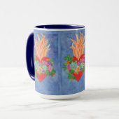 Mug Sacré Coeur de Jésus Aquarelle bleu Cadeau (Devant gauche)