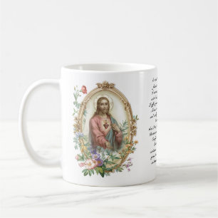 Mug Sacré Coeur de Jésus Floral Prière religieuse