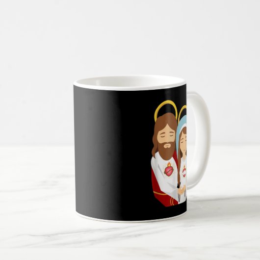 Mug Sacré Coeur et Immaculé Coeur Image Jésus et (Devant droit)