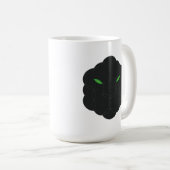 Mug Sacré Jaguar - Visage de la Vie, Noir. (Devant droit)