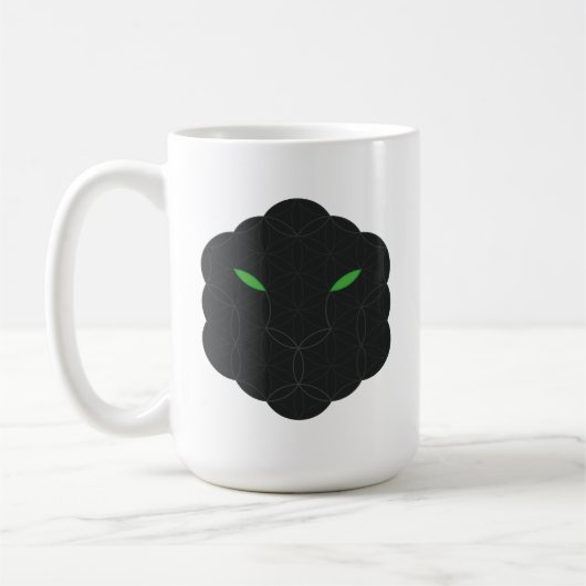 Mug Sacré Jaguar - Visage de la Vie, Noir. (Gauche)