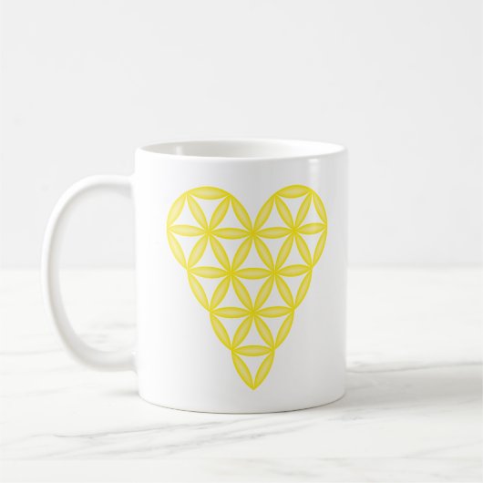 Mug Sacred Heart - Coeur de vie, 3D/Jaune. (Gauche)