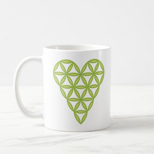 Mug Sacred Heart - Coeur de vie, 3D/Vert 01. (Gauche)