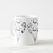 Mug sacs à dos et gommes, tous flottants (Devant gauche)