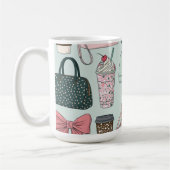 Mug Sacs à main, rubans et cafés latte (Gauche)