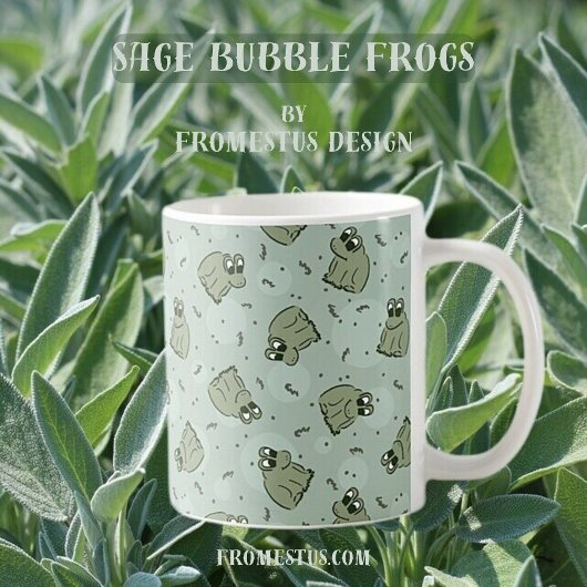 Mug Sage Bubble Frogs - laurier vert enfants motif.