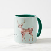 Mug Sage Green Christmas Deer Personnalisé (Devant droit)