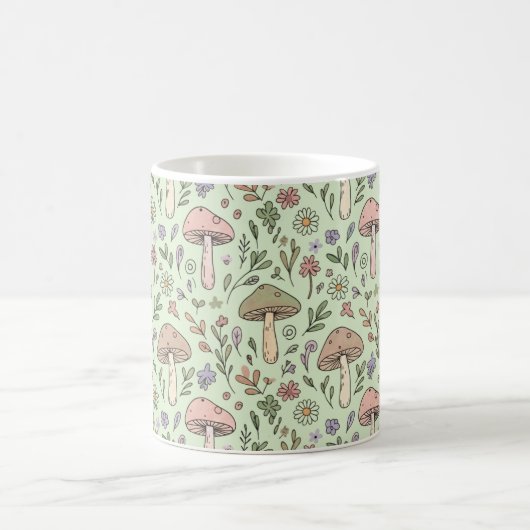 Mug Sage Green Earthy Mushroom Seamless Pattern (Centre)