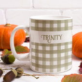 Mug Sage Green En vichy Plaid Personnalisé