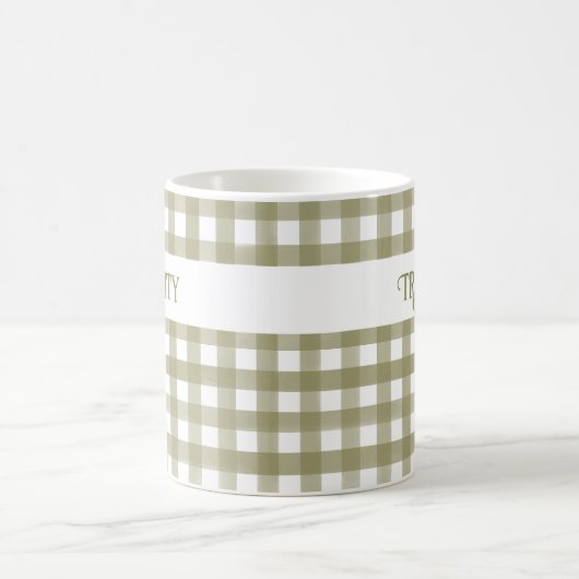 Mug Sage Green En vichy Plaid Personnalisé (Centre)