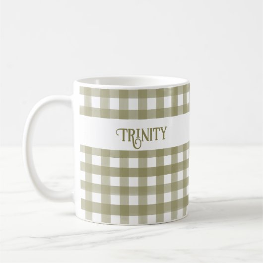 Mug Sage Green En vichy Plaid Personnalisé (Gauche)