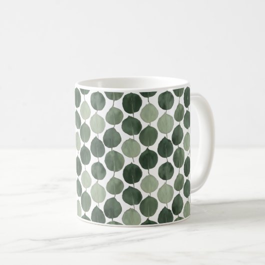 Mug Sage Green Eucalyptus Leaf Pattern Botanical Plant (Devant droit)