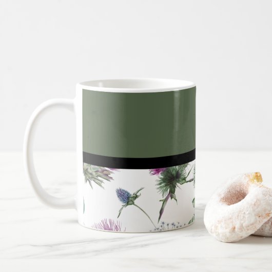 Mug Sage Green Floral (Avec donut)
