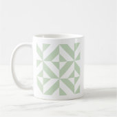 Mug Sage Green Geometric Deco Cube Pattern (Gauche)