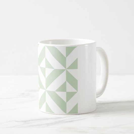 Mug Sage Green Geometric Deco Cube Pattern (Devant droit)
