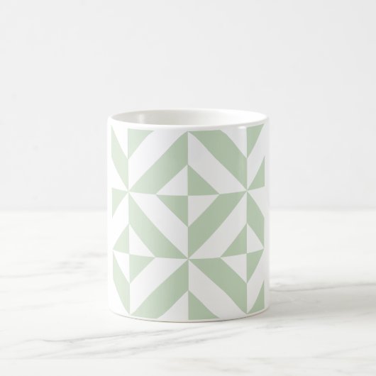 Mug Sage Green Geometric Deco Cube Pattern (Centre)
