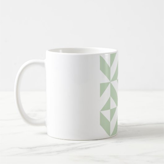 Mug Sage Green Geometric Deco Cube Pattern (Gauche)