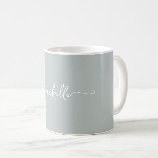 Mug Sage Green Stylet Monogramme Signature Script (Devant droit)