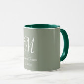 Mug Sage Green & White Elegant Monogram Initial Name  (Devant droit)