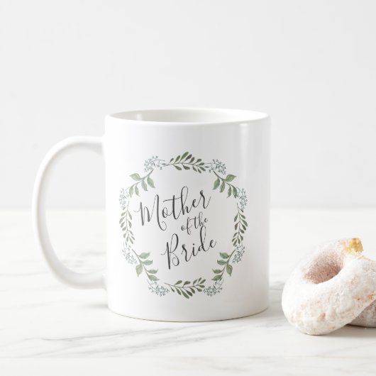 Mug Sage Green Wreath Botanique Mère de la mariée (Avec donut)