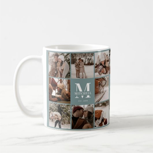 Mug Sage moderne Green Multi Photo Collage Keepsaké (Gauche)