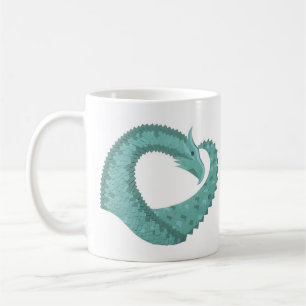 Mug Sage vert coeur dragon sur blanc