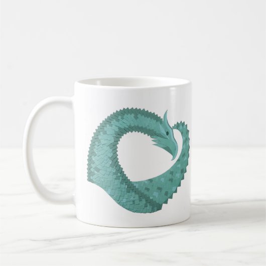 Mug Sage vert coeur dragon sur blanc (Gauche)