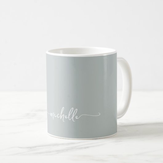 Mug Sage Vert Élégante Signature Monogramme Script (Devant droit)